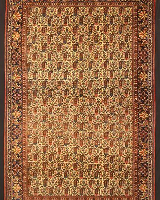 Antique Persian Beige Field «Botheh Design» Kashan Kurk Rug n°:75454869