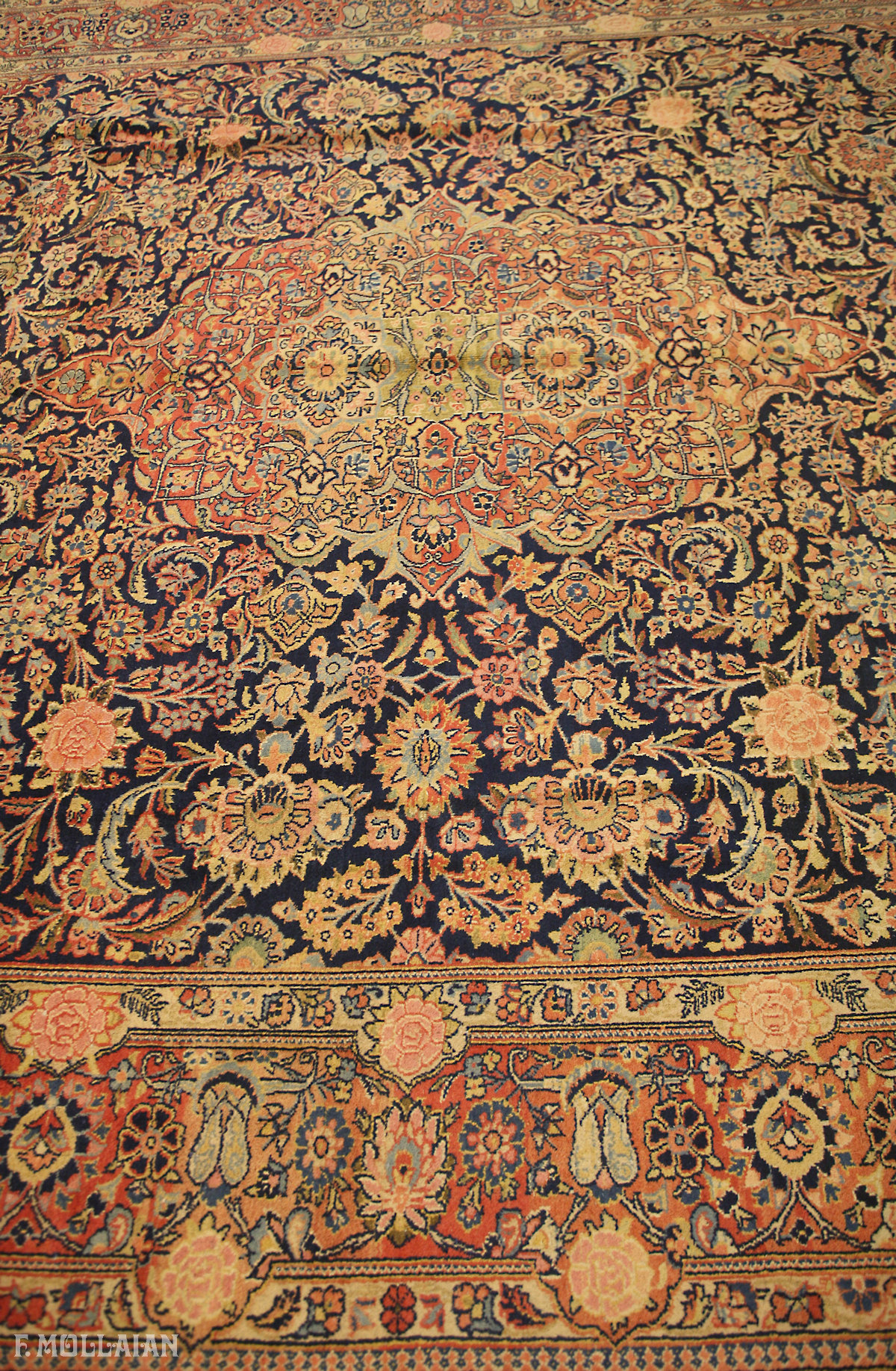 Tapis Persan Antique Kashan Dabir n°:44841219