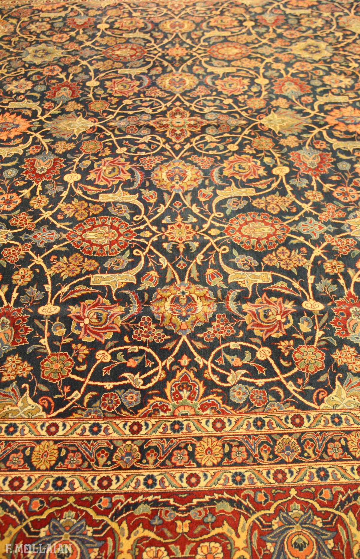 Tapis Persan Antique Kashan Dabir n°:56920912