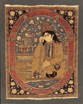 A Framed Antique Persian Pictorial Kashan Mohtasham Rug n°:98085310