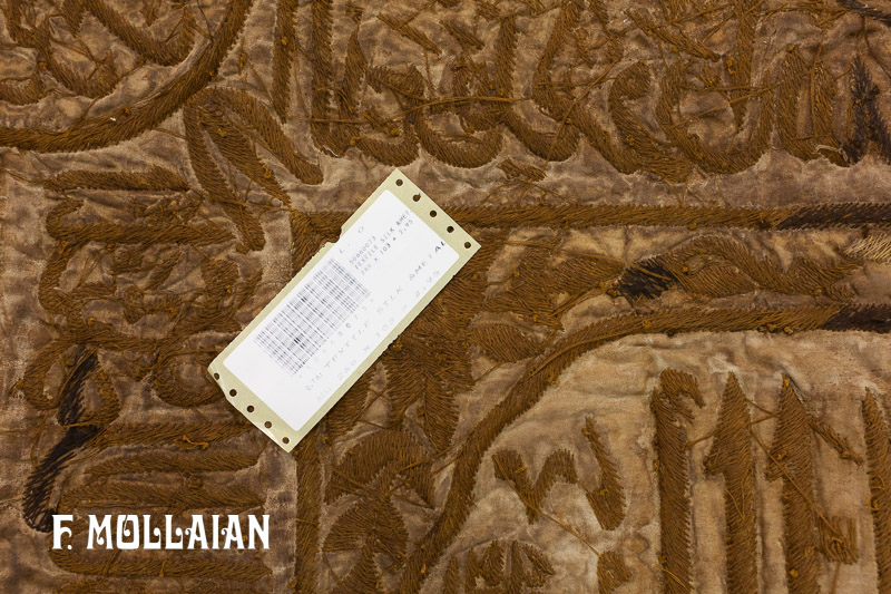پارچه آنتیک ابریشمی مصری کتیبه دوزی شده با نخ فلزی کد:۵۰۶۶۰۰۷۳