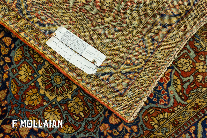 Small Antique Persian Kashan Mohtasham Rug n°:68347589