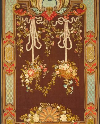 Antico Decorative Aubbusson a fondo Marrone con disegno di fiori n°:63532166