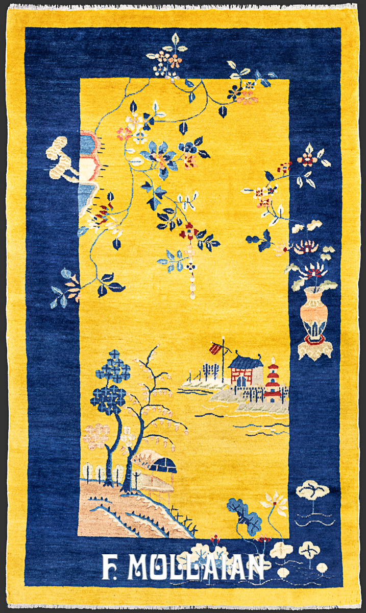 Tappeto decorativo Antico Cinese Pechino (Pekino) giallastro n°:791696
