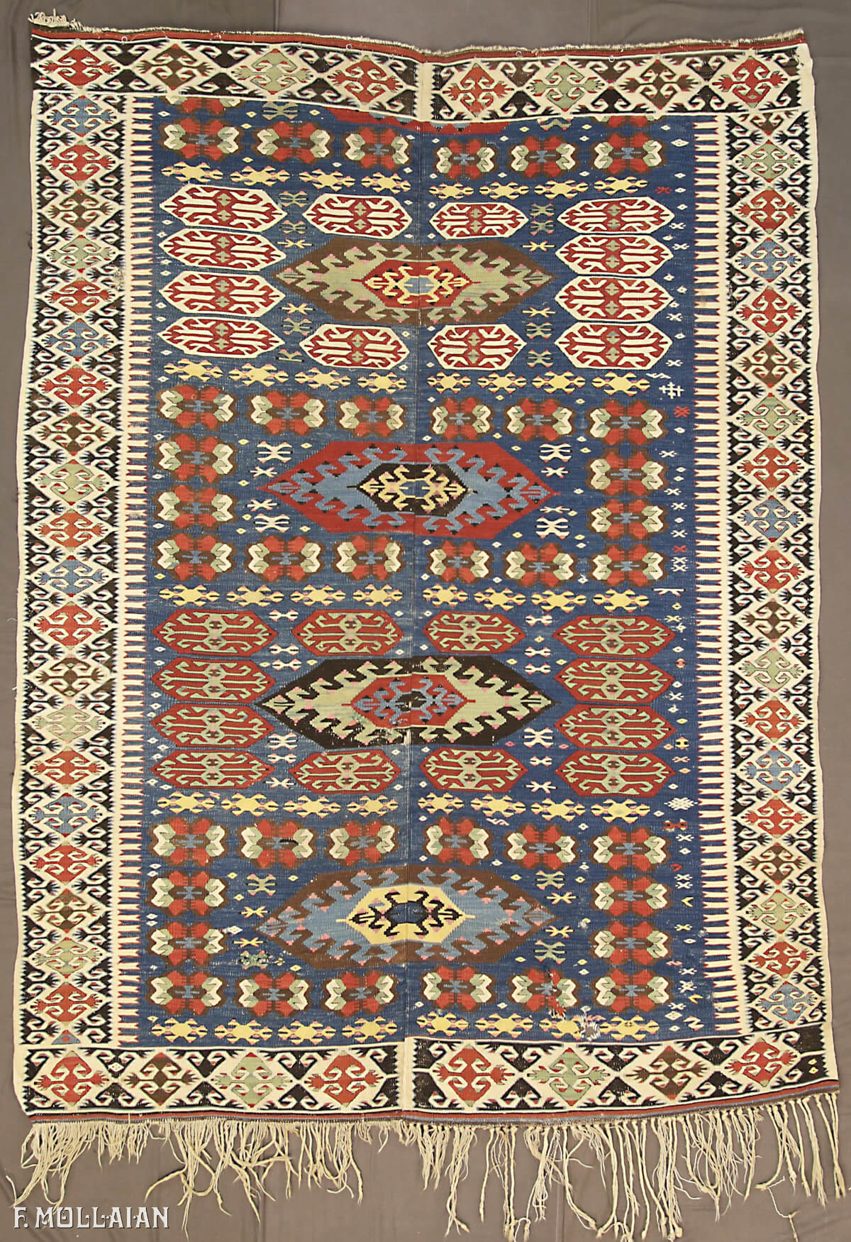 Tapis Kilim Anatolia Antique Champ Bleu n°:21485531