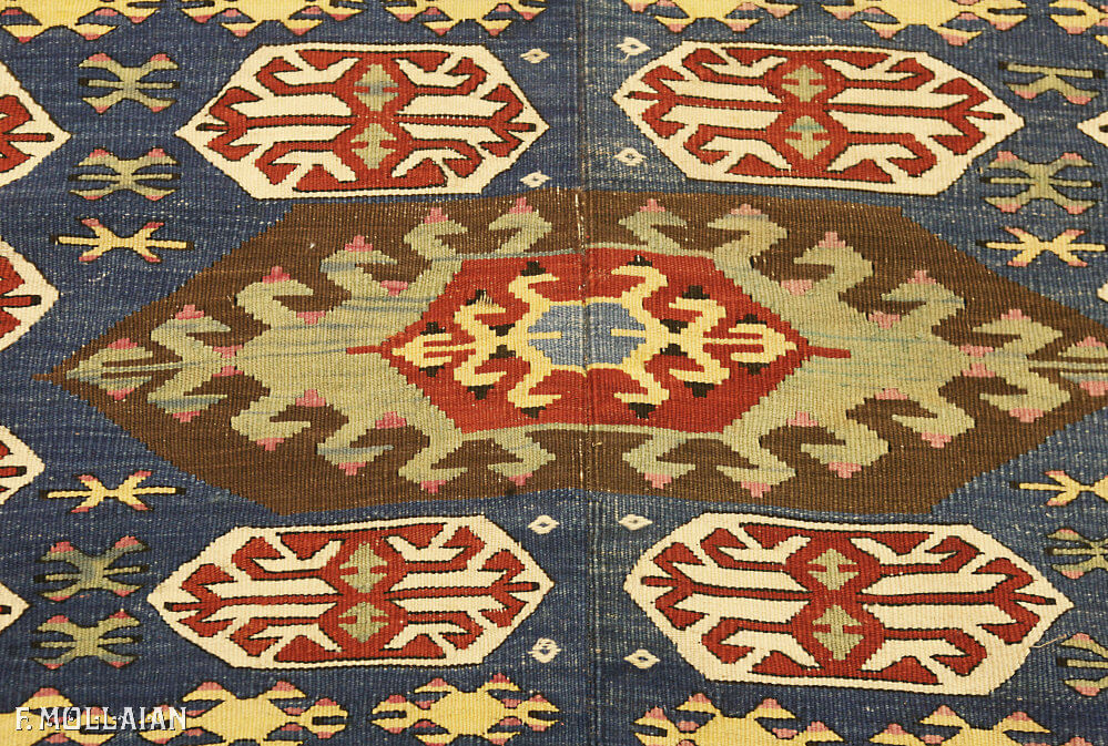 Tapis Kilim Anatolia Antique Champ Bleu n°:21485531