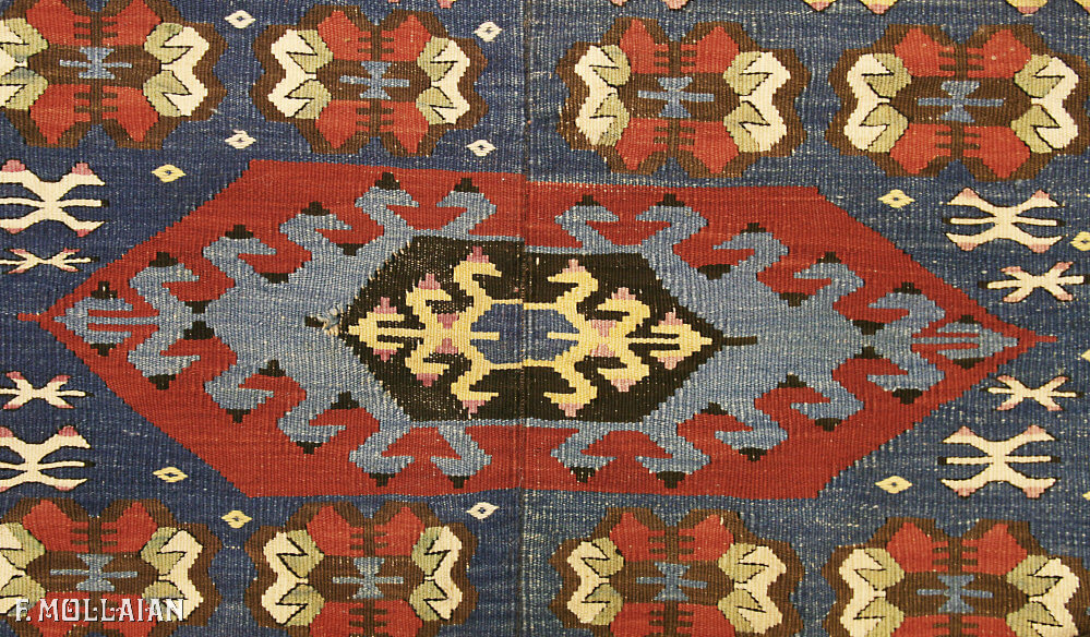 Tapis Kilim Anatolia Antique Champ Bleu n°:21485531