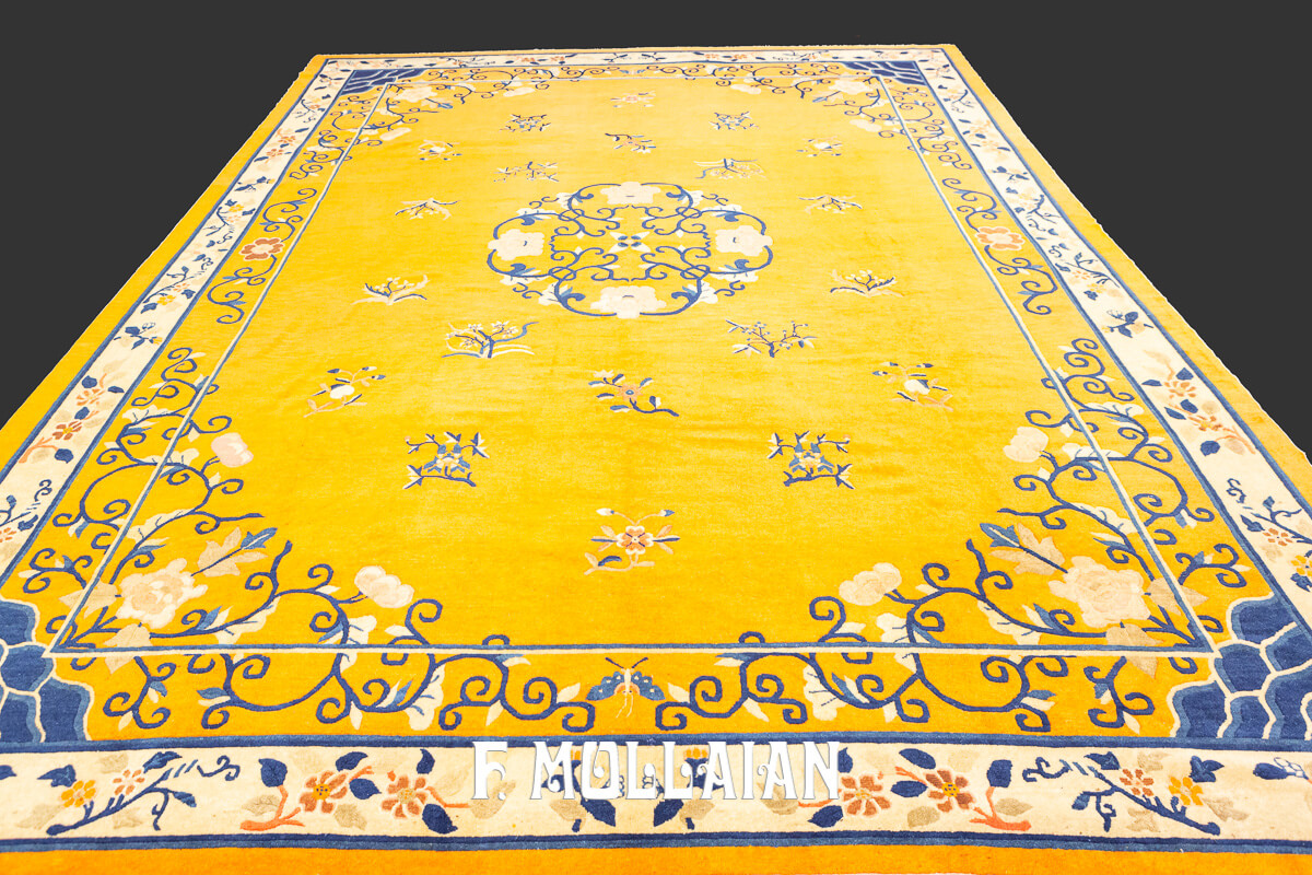 Antique Chinese Peking Imperial Gold-Color Rug n°:478021