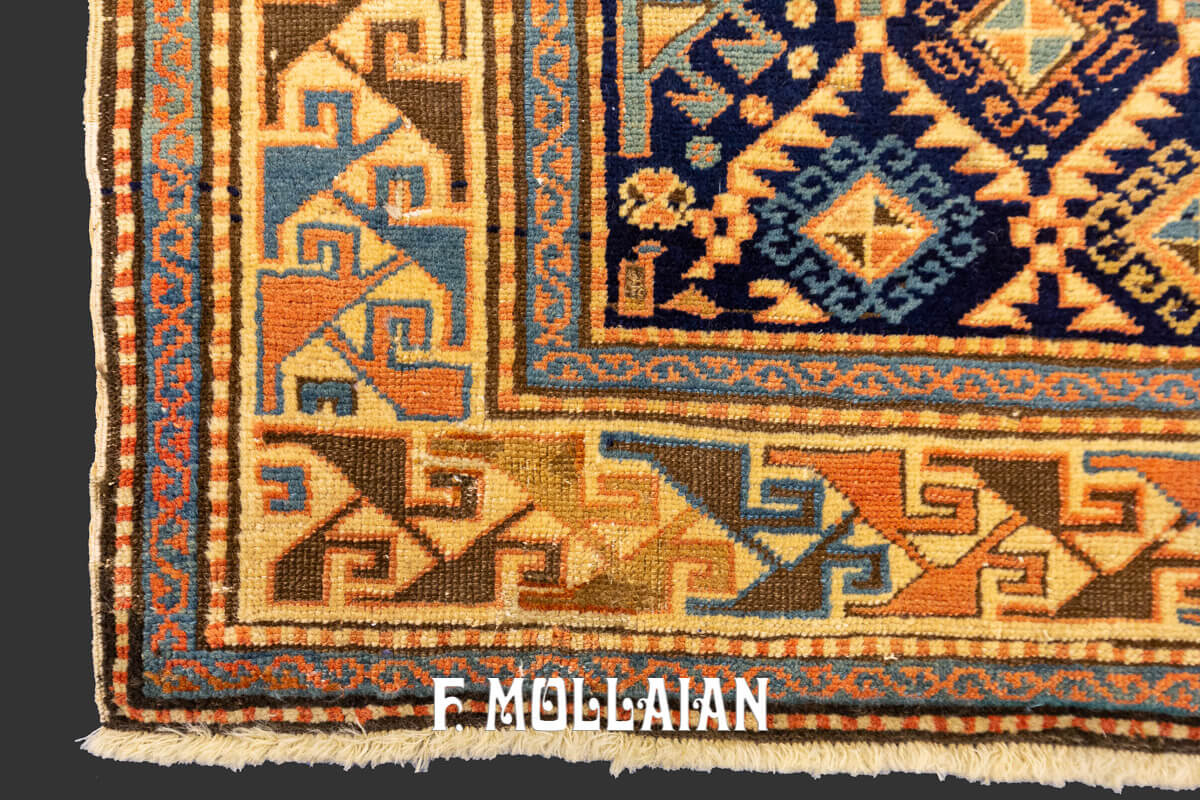 Antique Hand-knotted Caucasian All-over Akstafa Runner Rug n°:128640