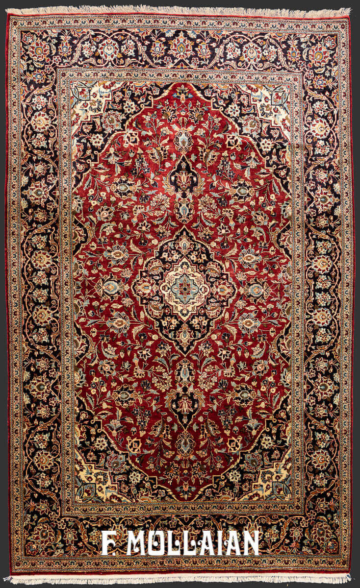 Red-Field Kashan Silk Antique Persian Rug n°:145641
