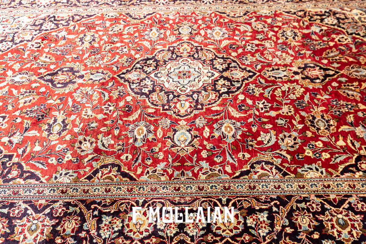 Red-Field Kashan Silk Antique Persian Rug n°:145641