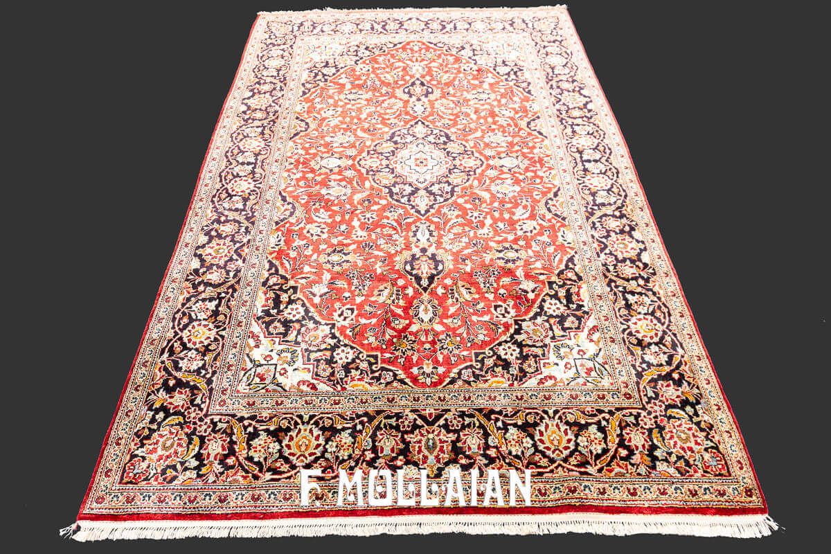 Red-Field Kashan Silk Antique Persian Rug n°:145641