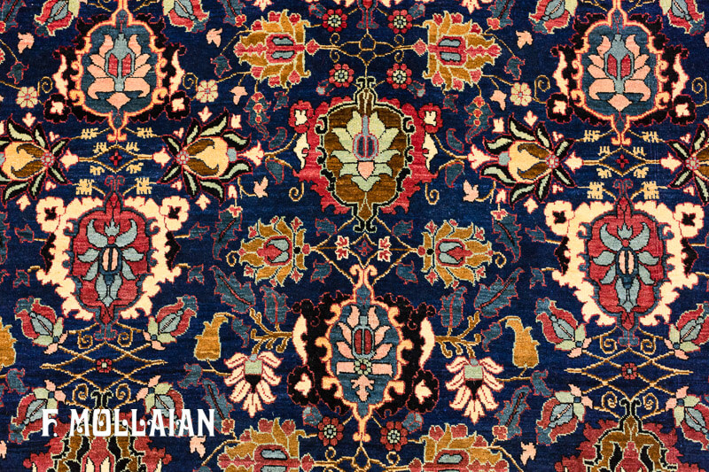 Persian Varamin Rug Navy Blue Color Field n°:14838759