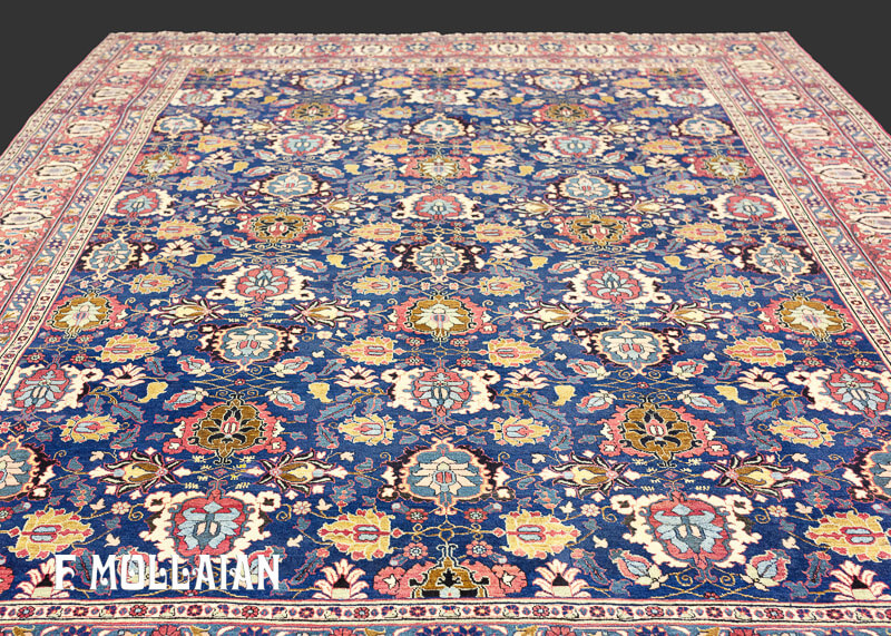 Persian Varamin Rug Navy Blue Color Field n°:14838759