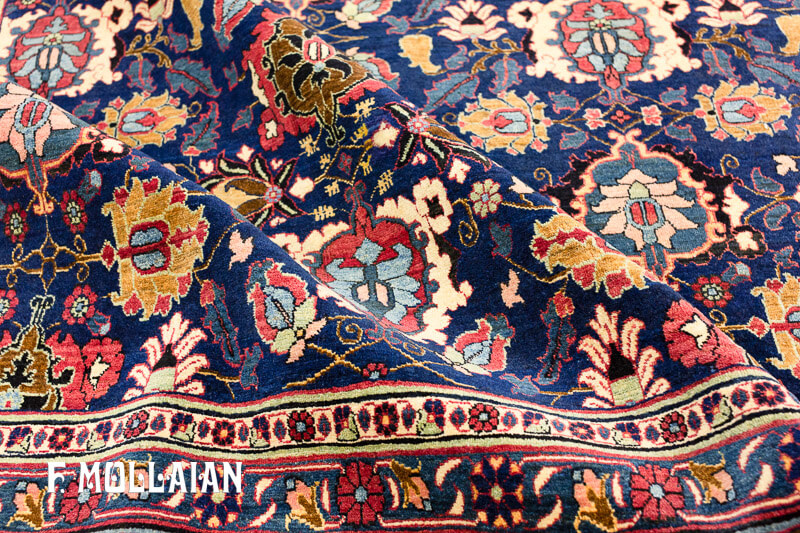 Persian Varamin Rug Navy Blue Color Field n°:14838759