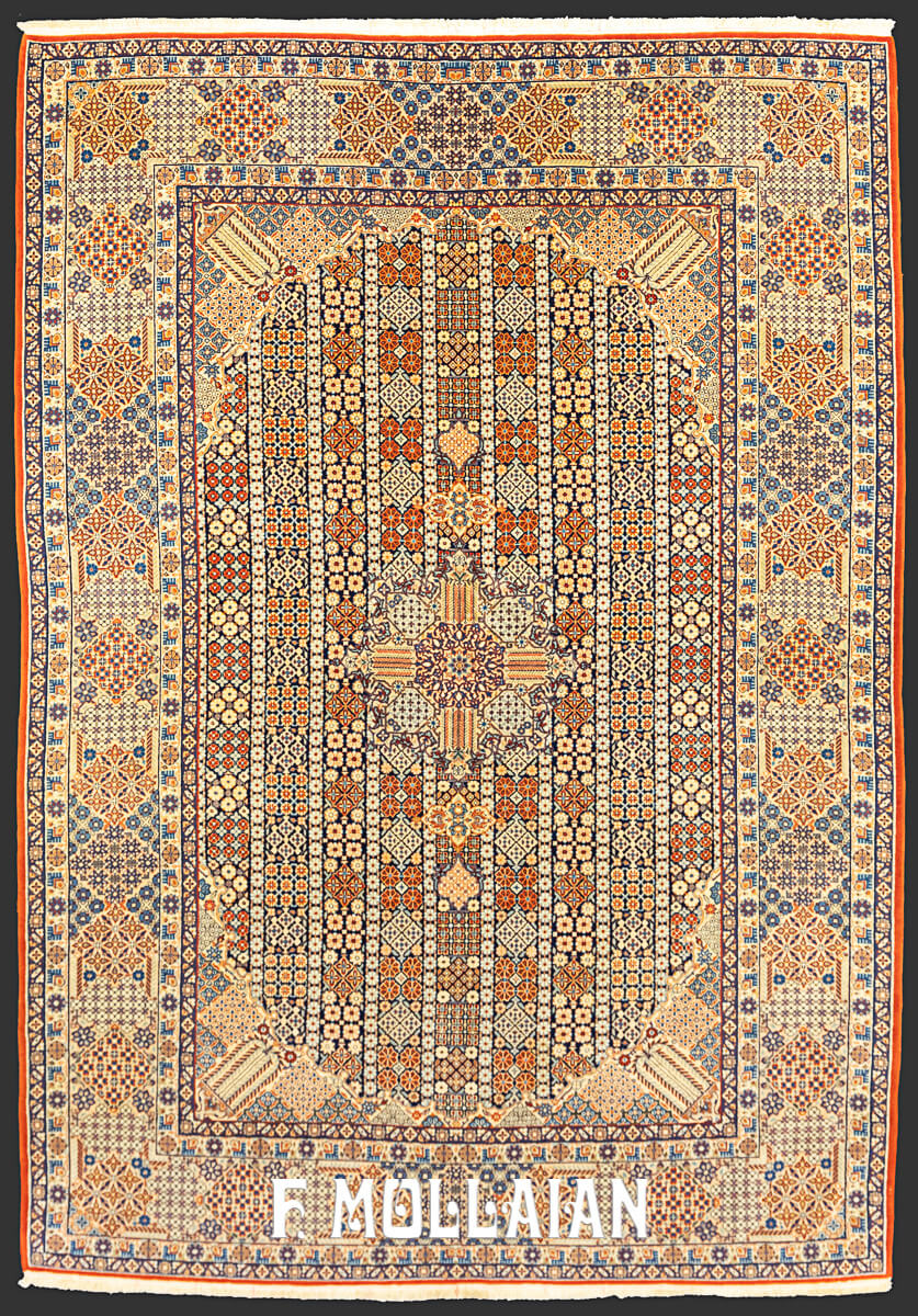 Medallion Design with All-over field Antique Persian Isfahan Warp Silk Carpet n°:305489