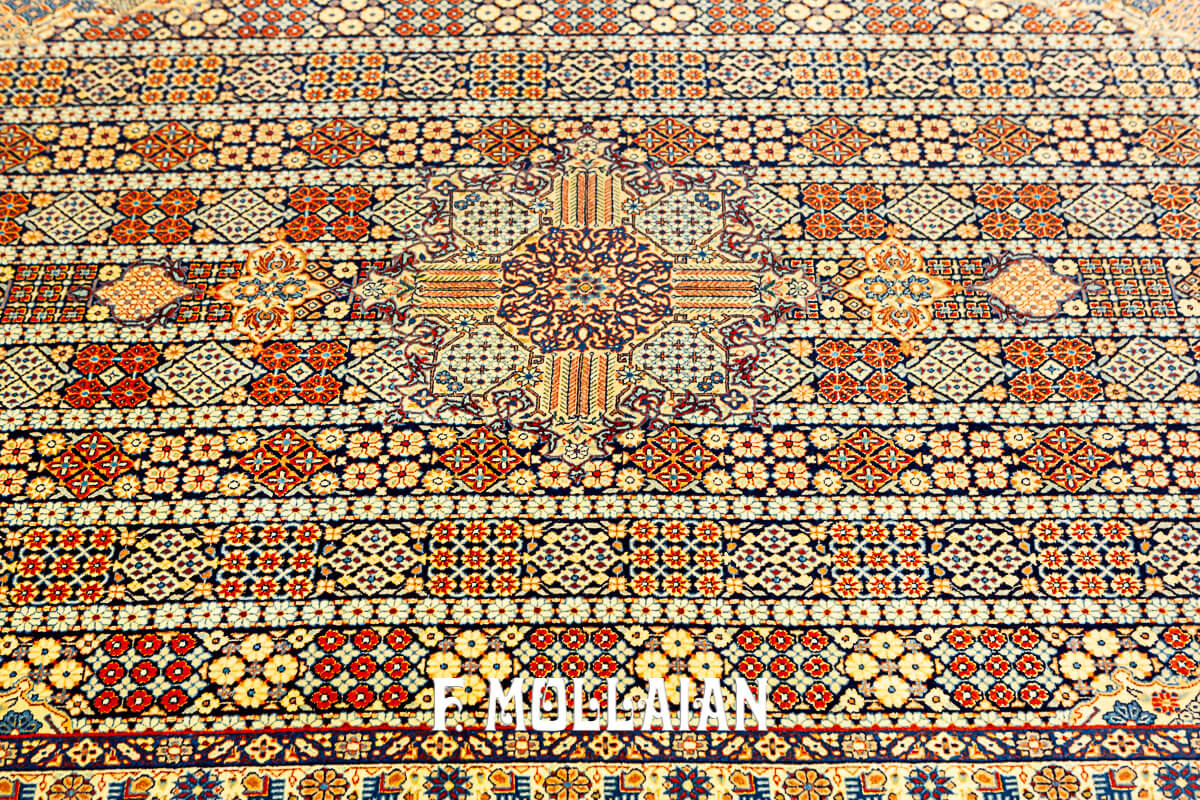 Medallion Design with All-over field Antique Persian Isfahan Warp Silk Carpet n°:305489