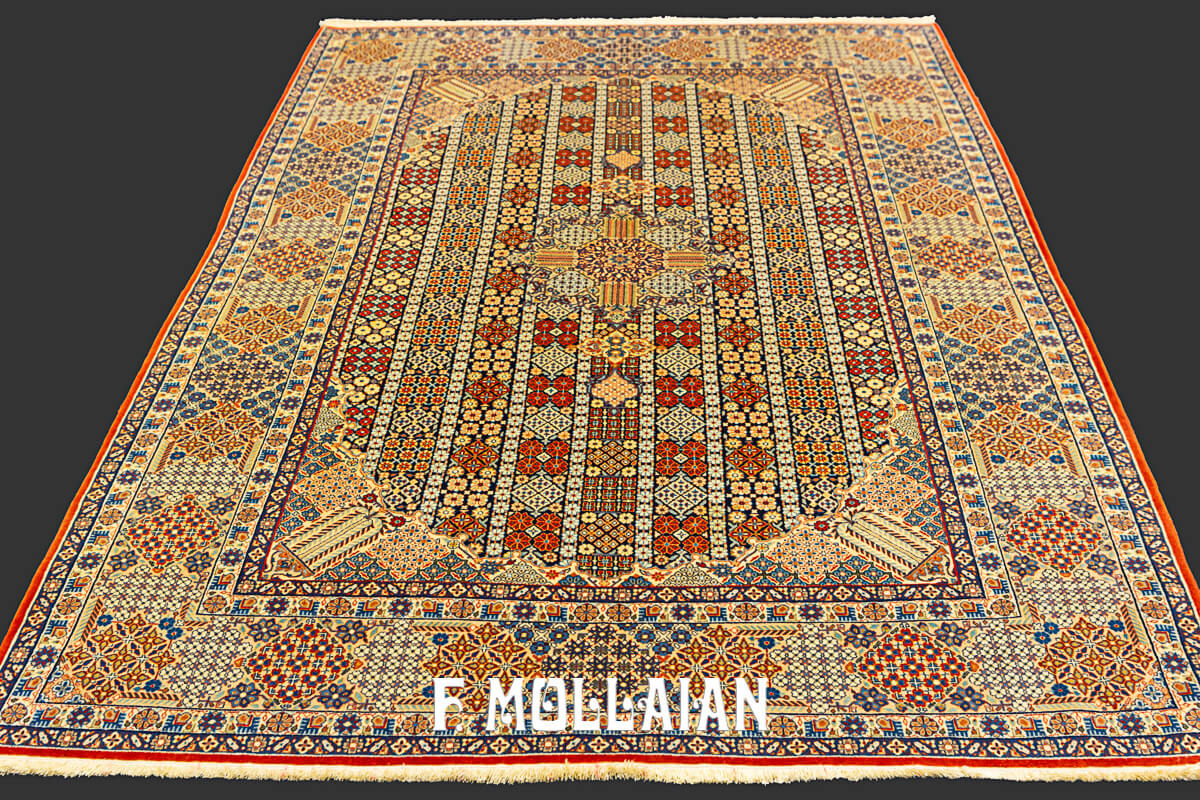 Medallion Design with All-over field Antique Persian Isfahan Warp Silk Carpet n°:305489