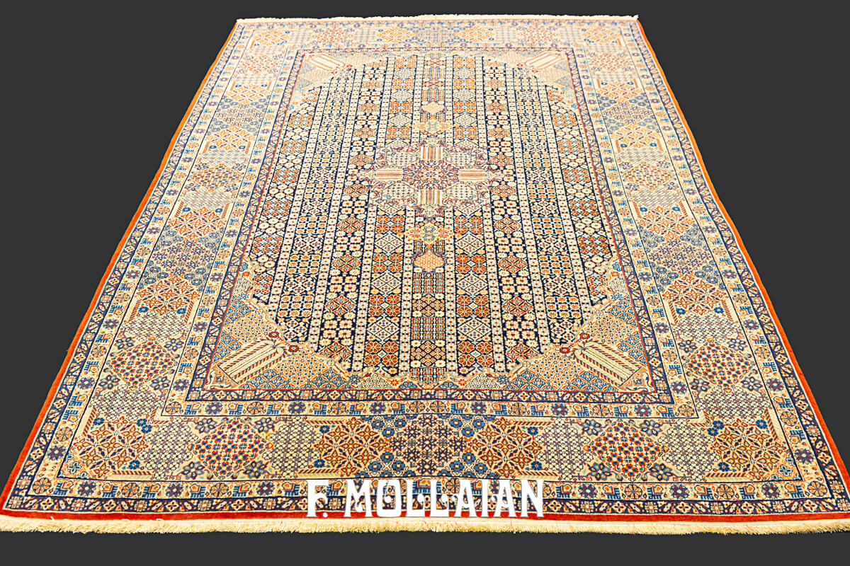 Medallion Design with All-over field Antique Persian Isfahan Warp Silk Carpet n°:305489