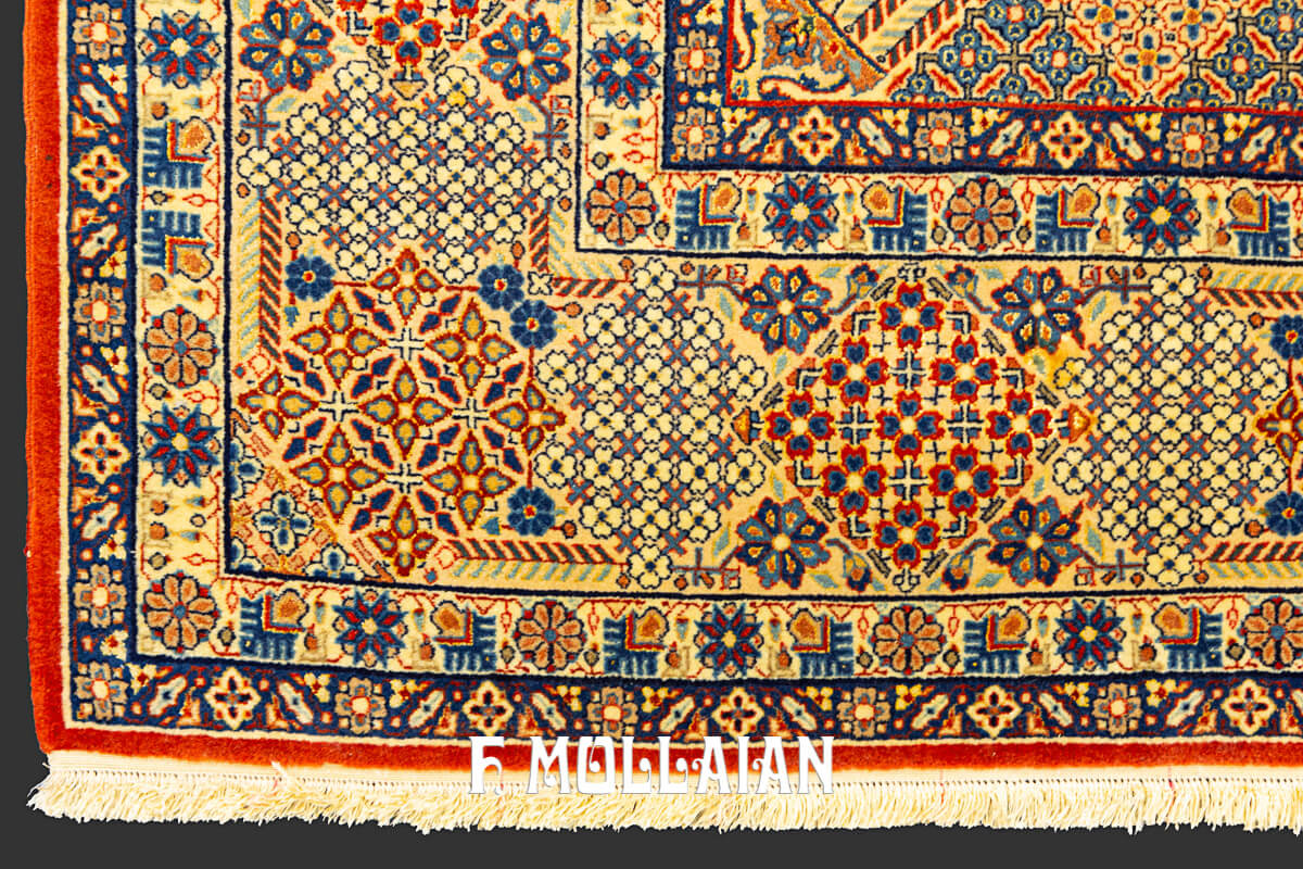 Medallion Design with All-over field Antique Persian Isfahan Warp Silk Carpet n°:305489