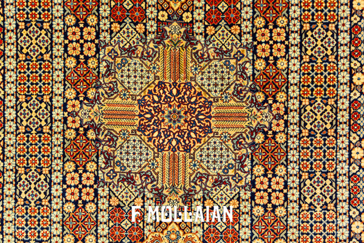 Medallion Design with All-over field Antique Persian Isfahan Warp Silk Carpet n°:305489