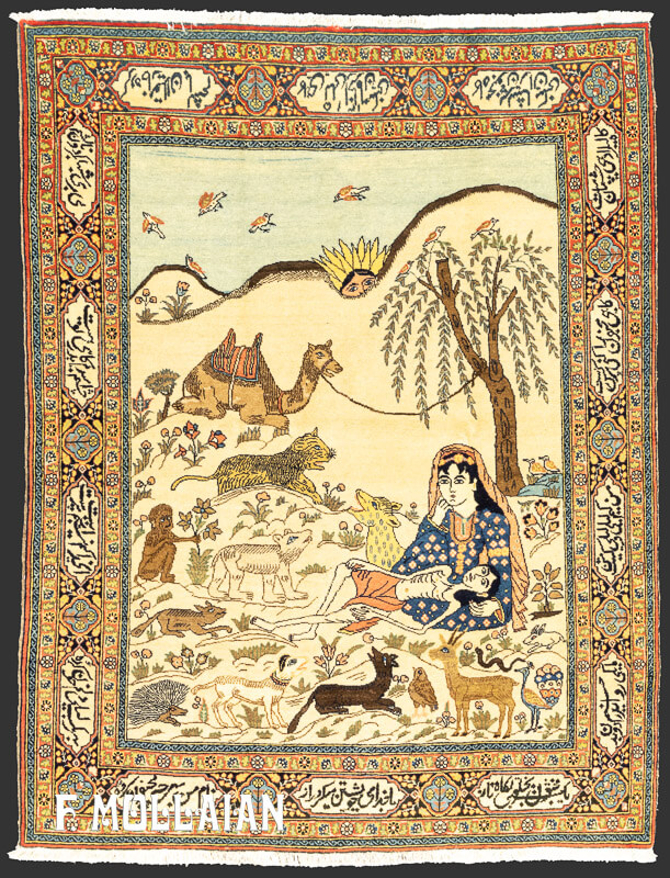 Antique Tabriz Rug Figurative n°:32304274