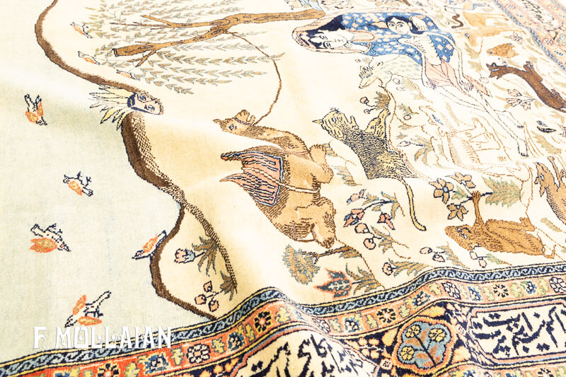 A Figurative (Leili and Majnun) Antique Tabriz Rug With Poem Inscription n°:32304274