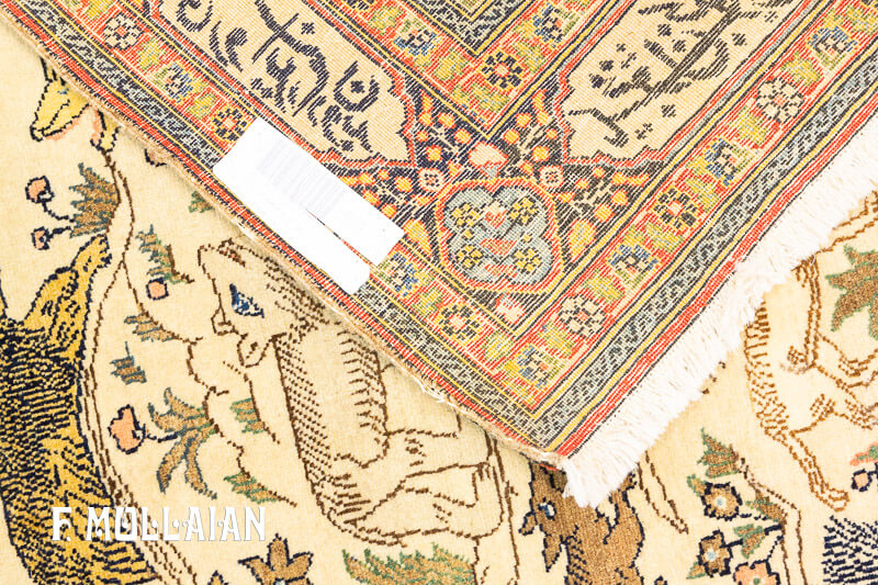 A Figurative (Leili and Majnun) Antique Tabriz Rug With Poem Inscription n°:32304274