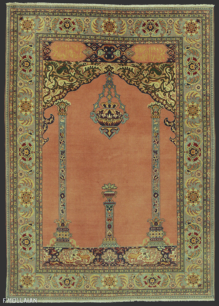 Antique Persian Tehran Rug Part Silk n°:59924482