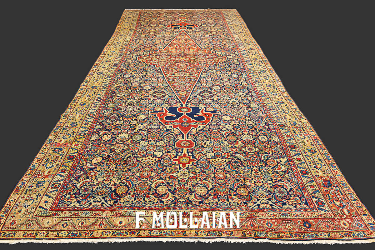 Antique Persian Farahan, An All-Over Field with Special Medallion (Dragon Head) Kalleh Size Rug n°:74279310