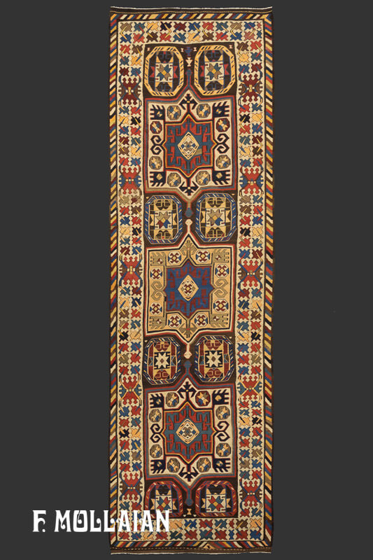 Antico (Caucasico) Kilim Borcialu Kalleh Di Lana Con Disegno Stilizzato n°:98881813