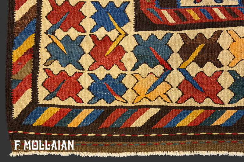 Antico (Caucasico) Kilim Borcialu Kalleh Di Lana Con Disegno Stilizzato n°:98881813