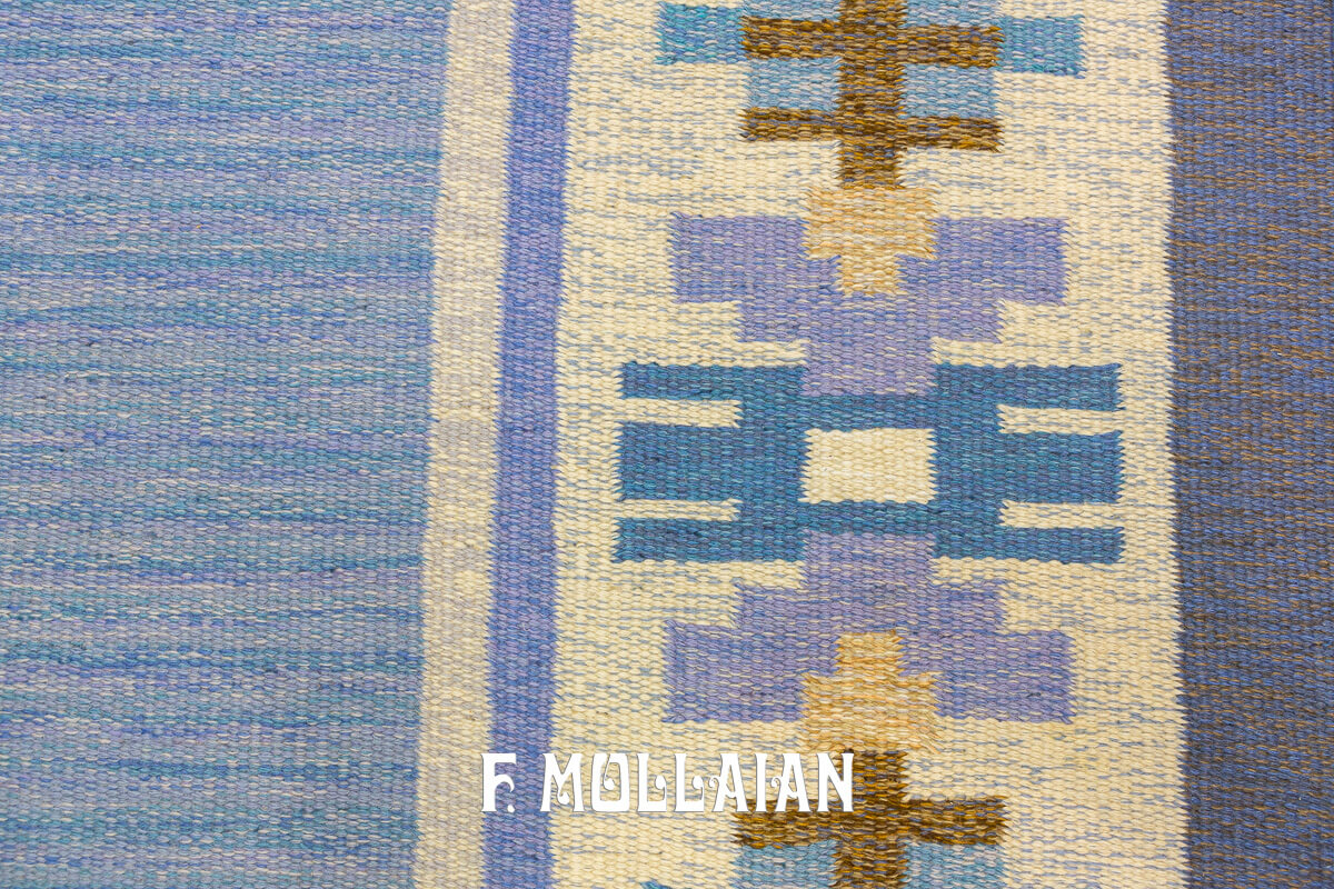 Scandinavian Rollakan Swedish Rug Blue/Purple Color n°:625023