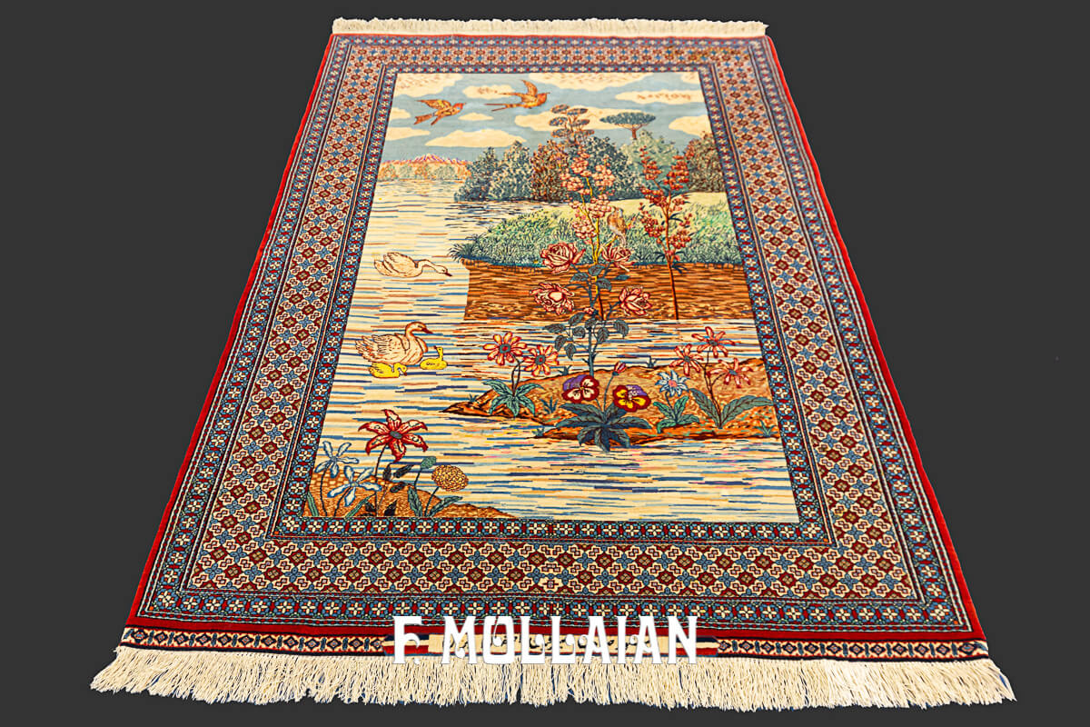 Isfahan Rug Pictorial Signed Seyrafian Silk Warps Extra Fine n°:15058877