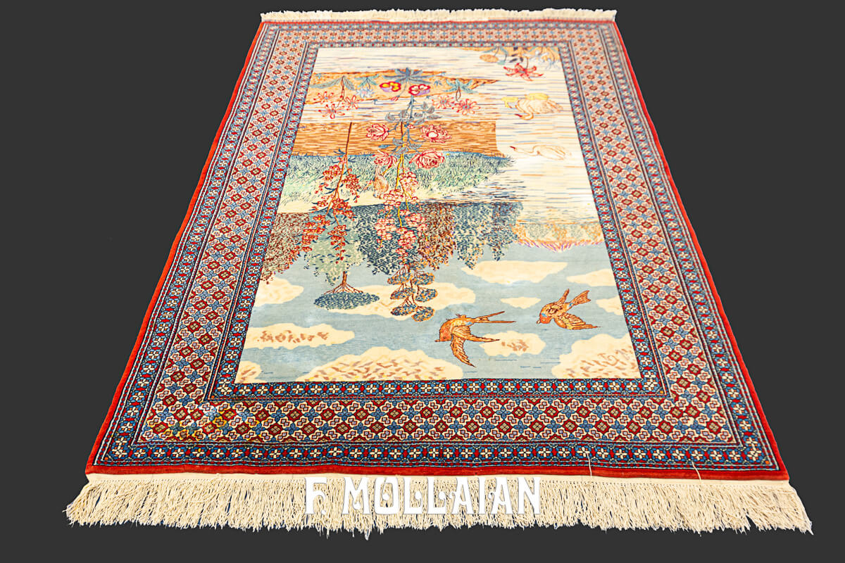 Isfahan Rug Pictorial Signed Seyrafian Silk Warps Extra Fine n°:15058877