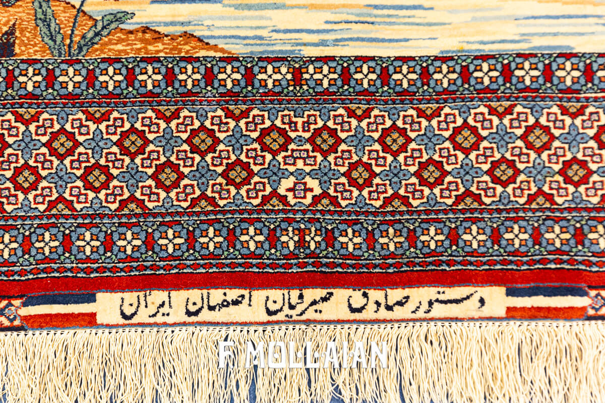 Isfahan Rug Pictorial Signed Seyrafian Silk Warps Extra Fine n°:15058877