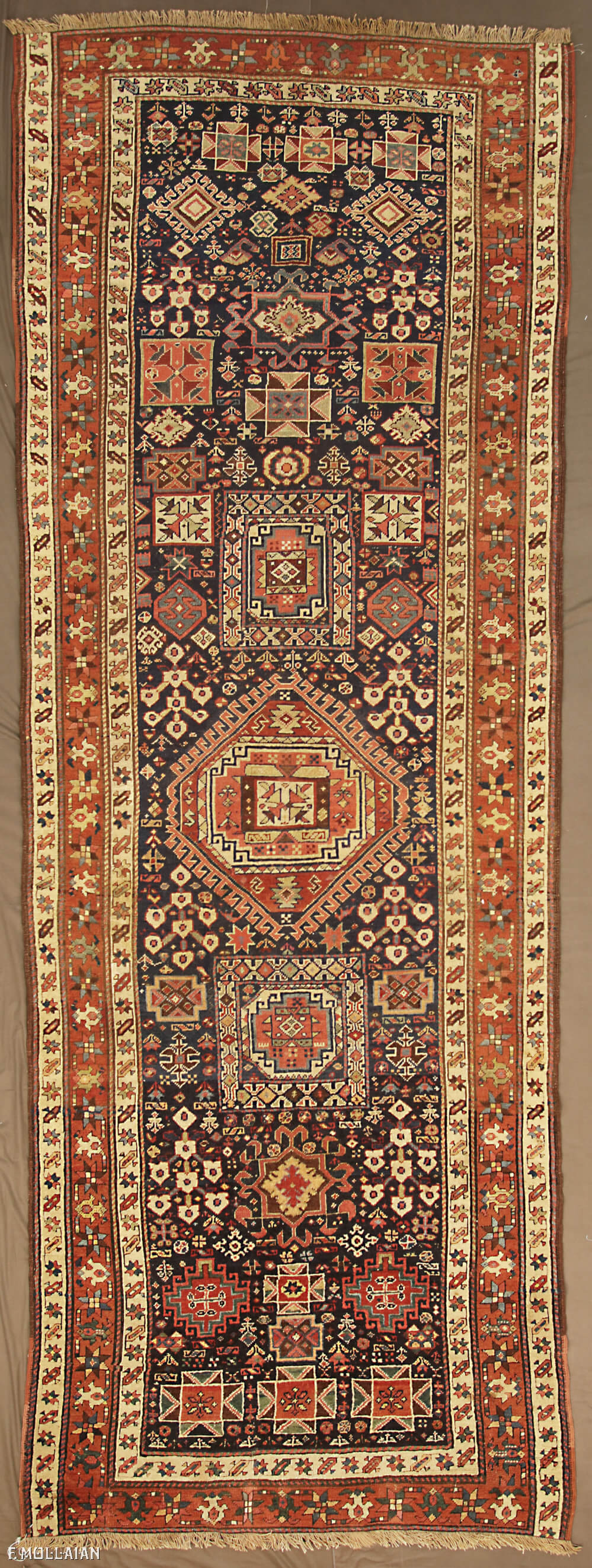 Tapis Couloir Caucasien Antique Karabakh (Qarabağ) n°:64435561