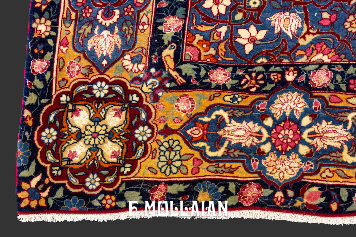 Antique Hand-knotted Tehran Part Silk Persian Rug n°:833041