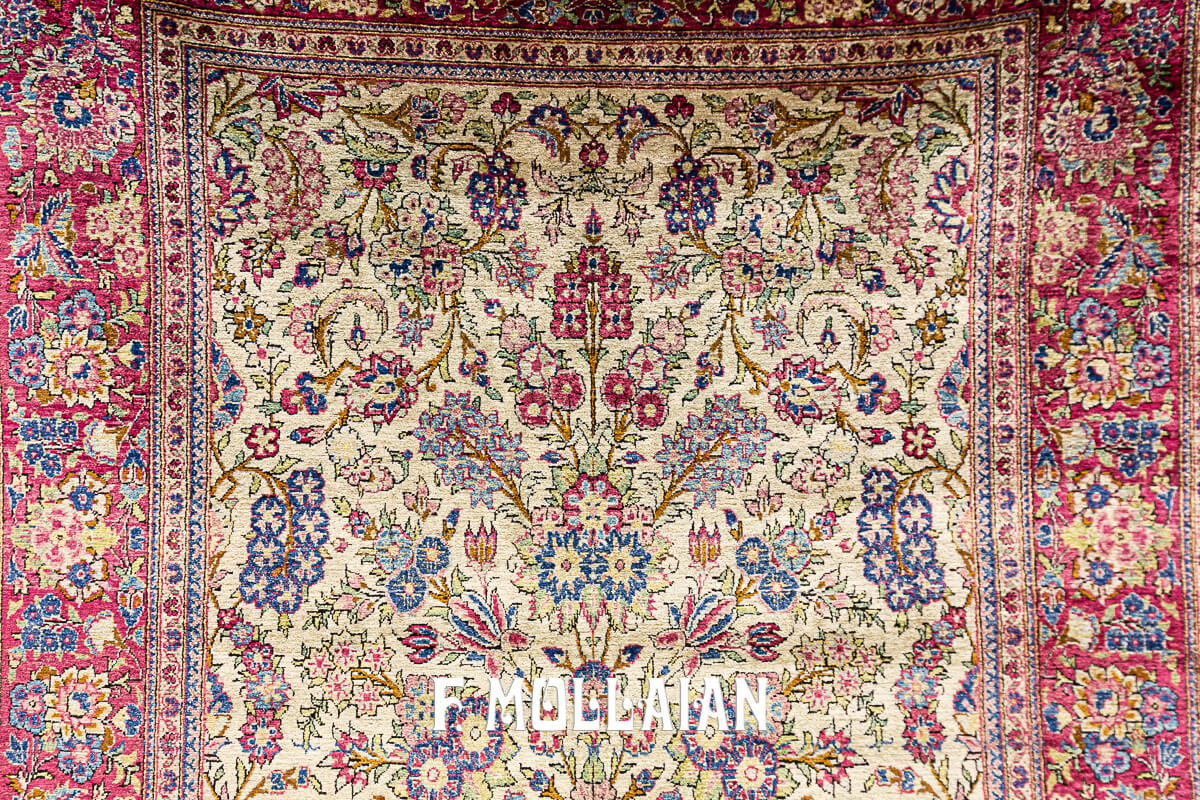 Tappeto Persiano Kashan Antico in Seta con Disegno Vase-Floreale n°:487306