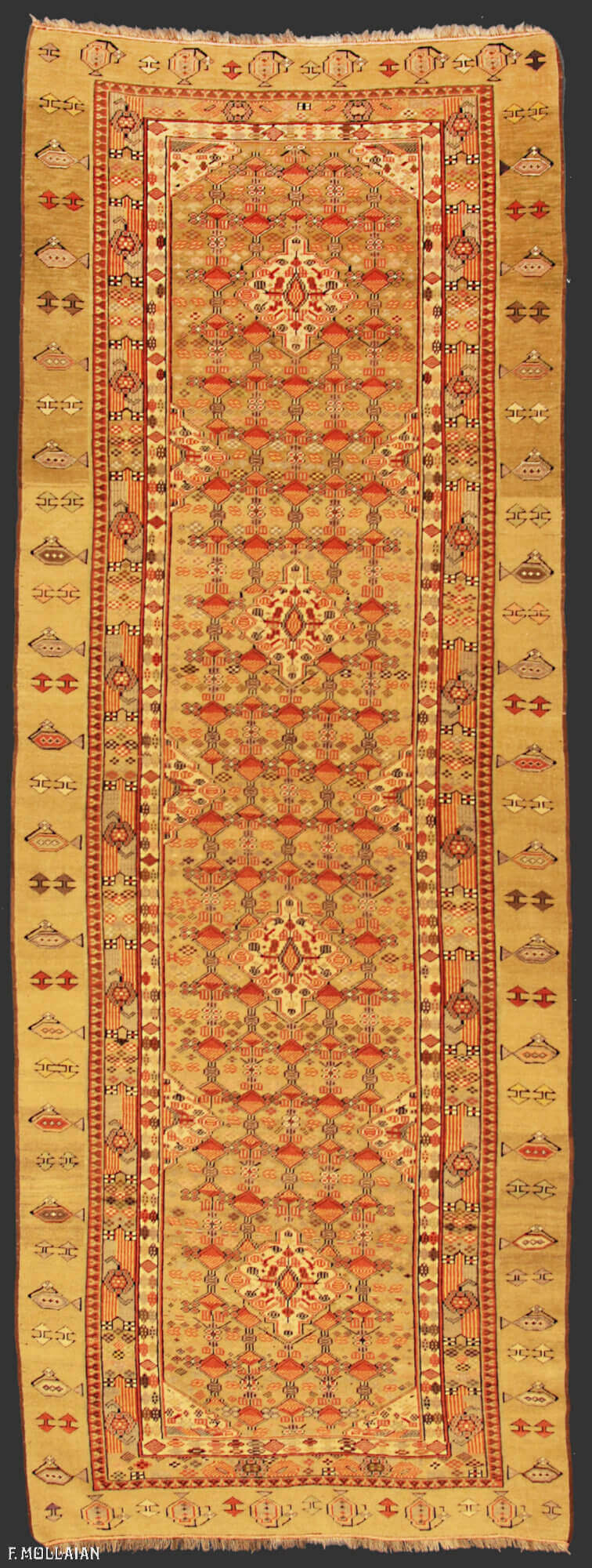 Antique Persian Bakshaish Kalleh Runner (355x122 cm)