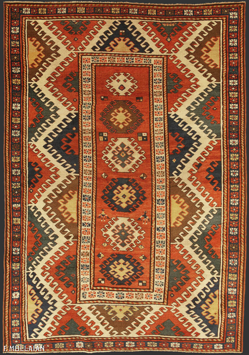Antique Caucasian Kazak Borchalu Rug (220x153 cm)